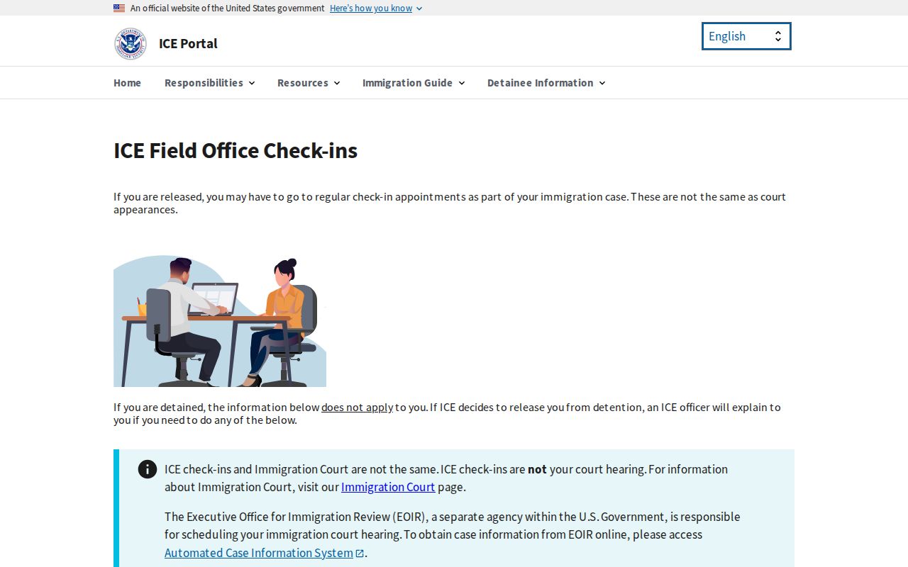 ICE detention release and check-in guidance after a Yancey transfer