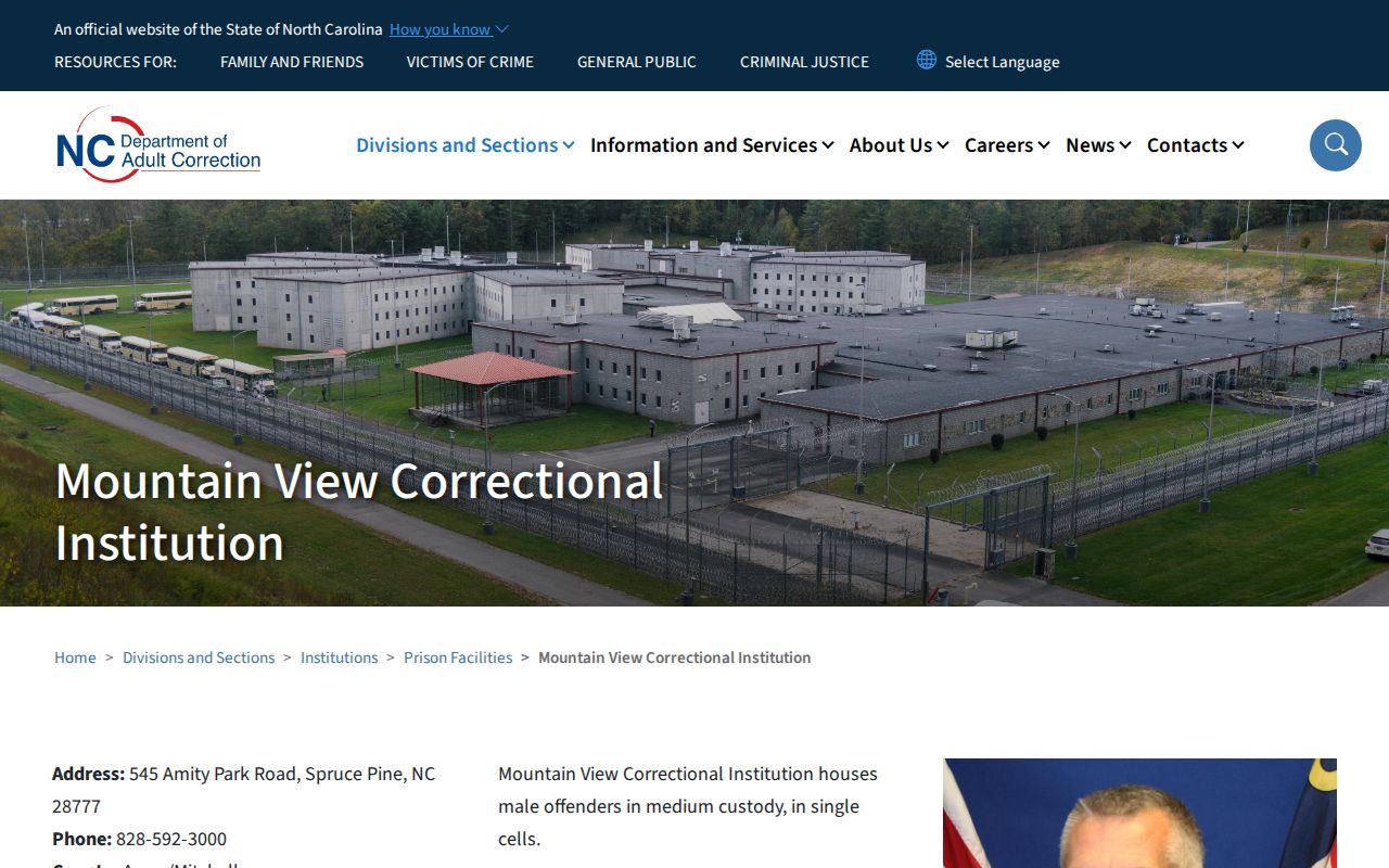 Mountain View Correctional Institution official release and offender information