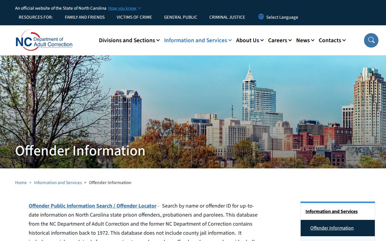 North Carolina state prison released offender search for Yancey County cases
