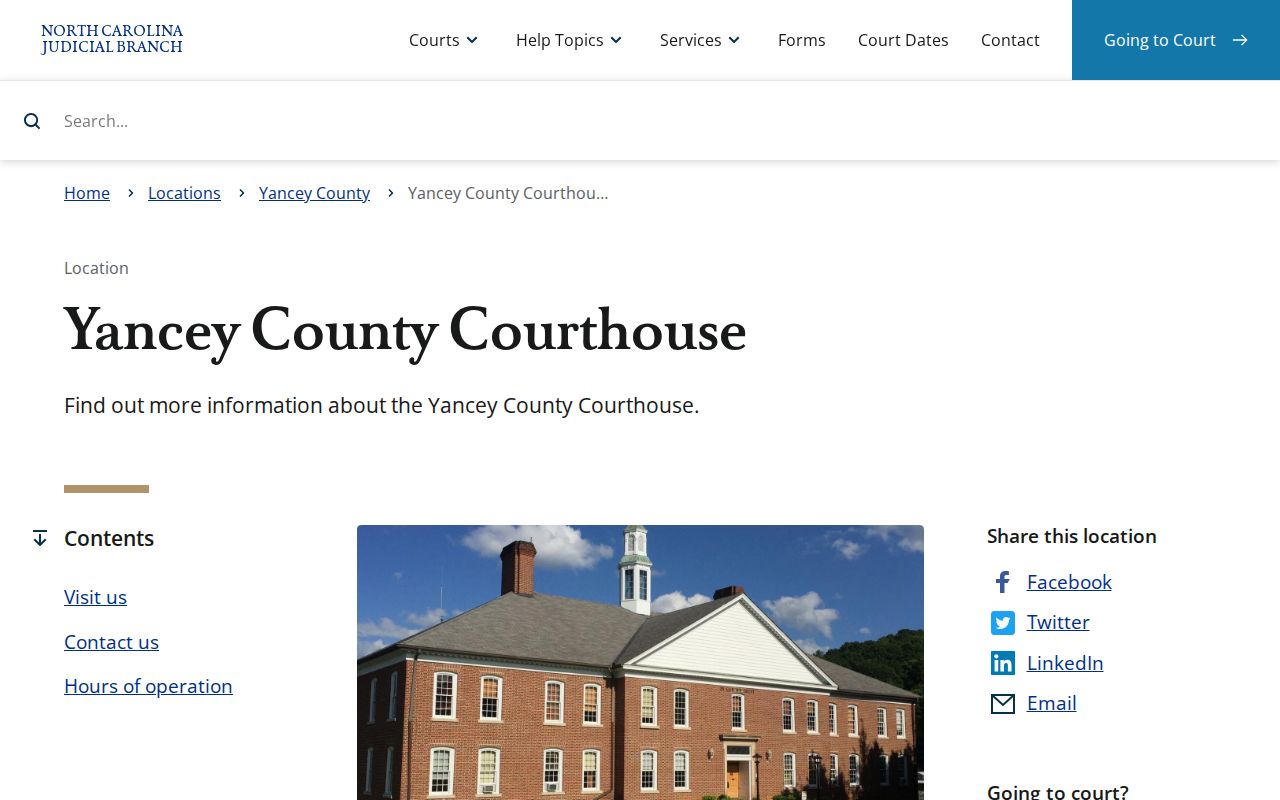 Yancey County courthouse contact information for release records
