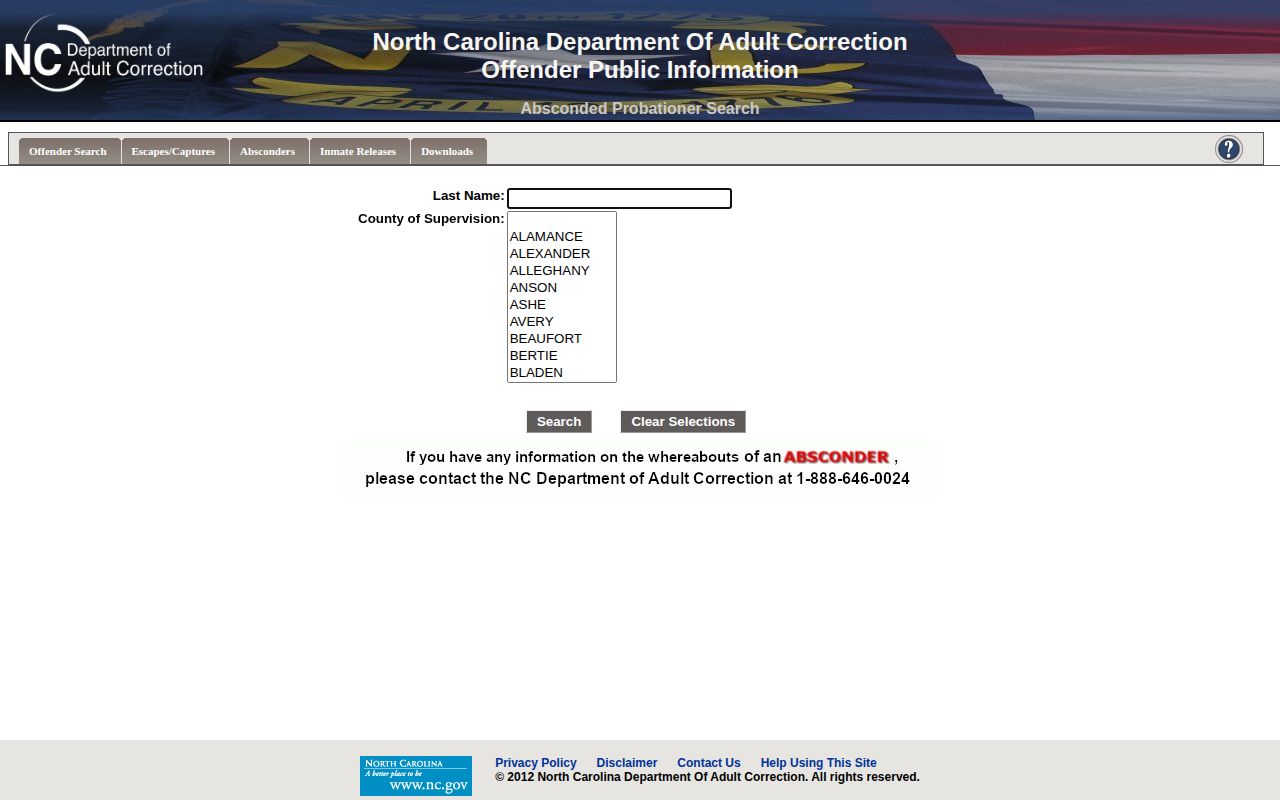 Yancey County post-release supervision absconder search